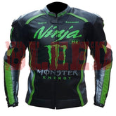 Kawasaki Ninja H2 Motorbike Racing Leather Jacket Front View